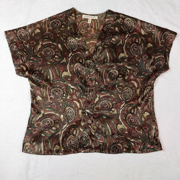 VICTORIA’S SECRET VINTAGE PLUM PAISLEY PAJAMA SET SIZE LARGE - Picture 2 of 12